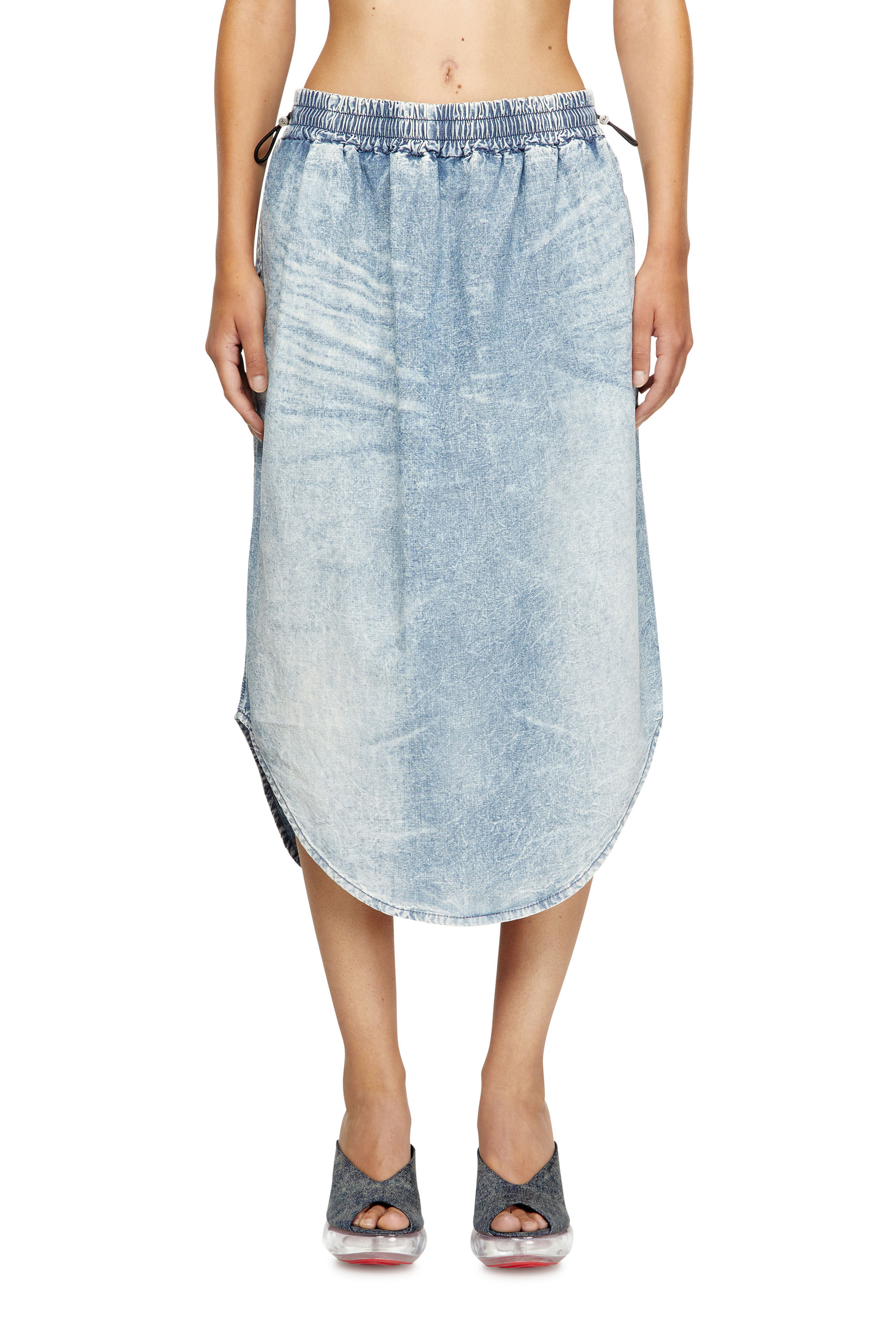 DE-ASHLEY-S, Light Blue Diesel - DE-ASHLEY-S, Woman's Midi skirt in marbled denim in Light Blue - 3
