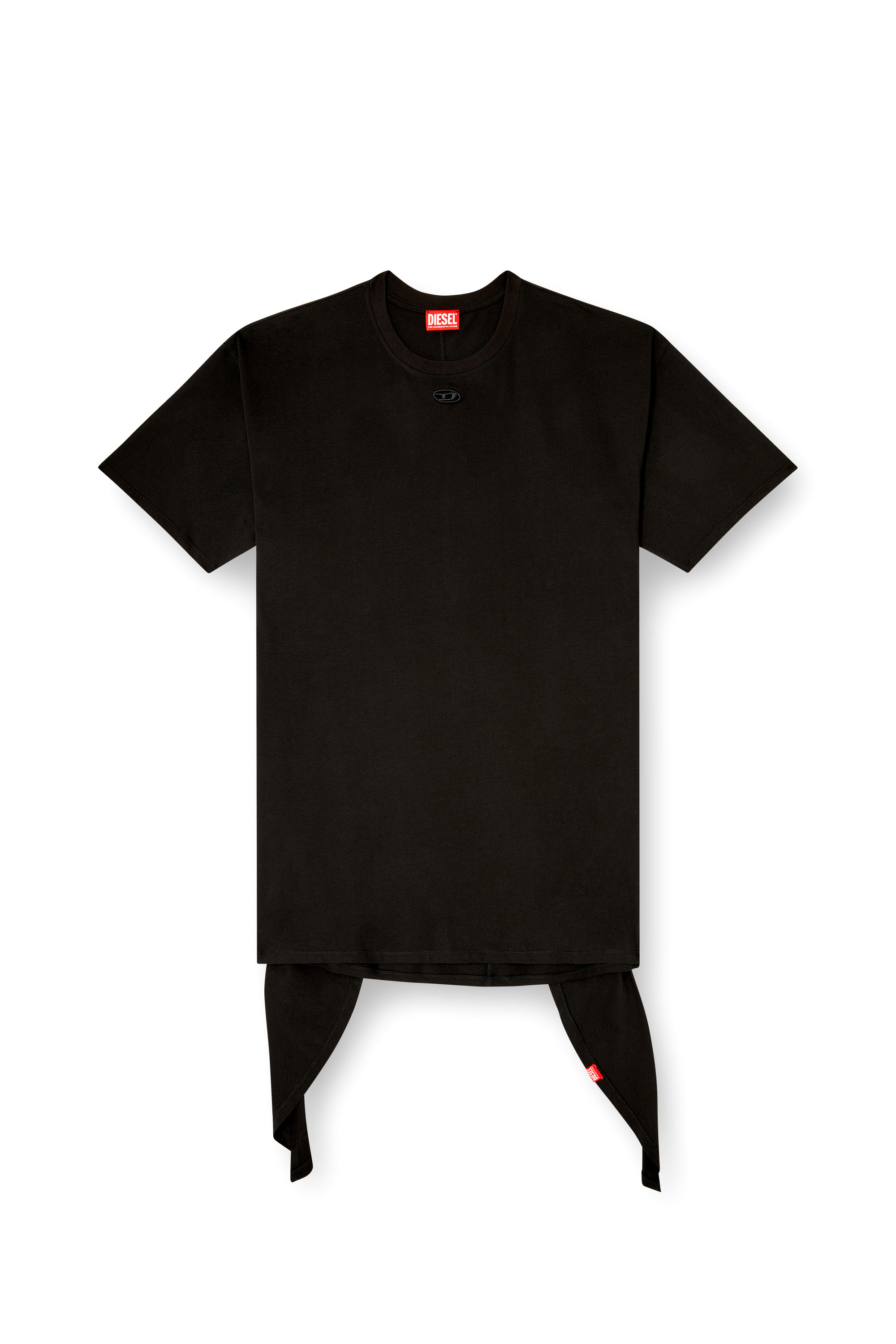 D-EIVOR, Black Diesel - D-EIVOR, Woman's T-shirt dress with tie front in Black - 2
