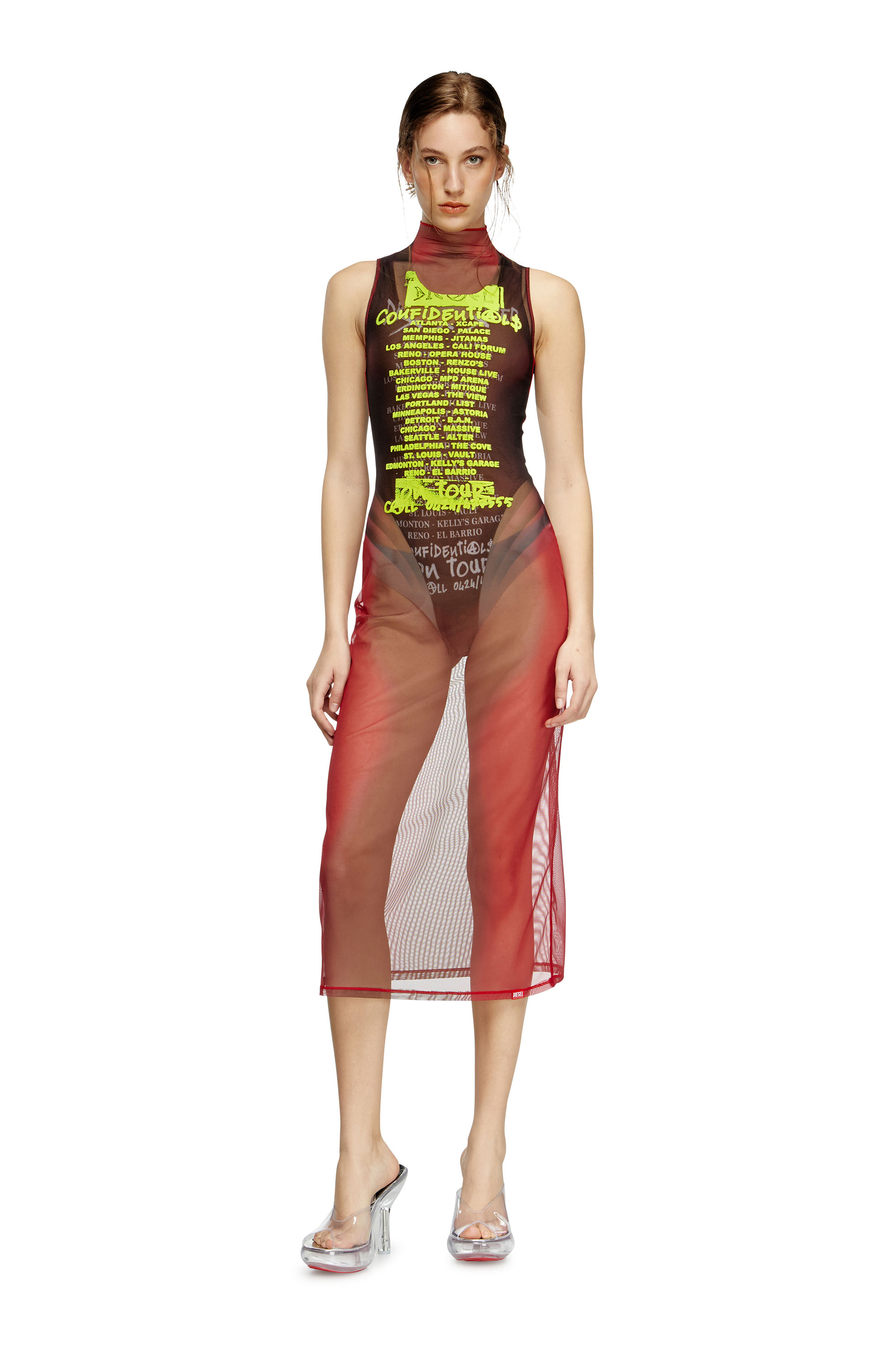 D-AGNEC, Brown Diesel - D-AGNEC, Woman's Layered vest dress with lyrics print in Brown - 3