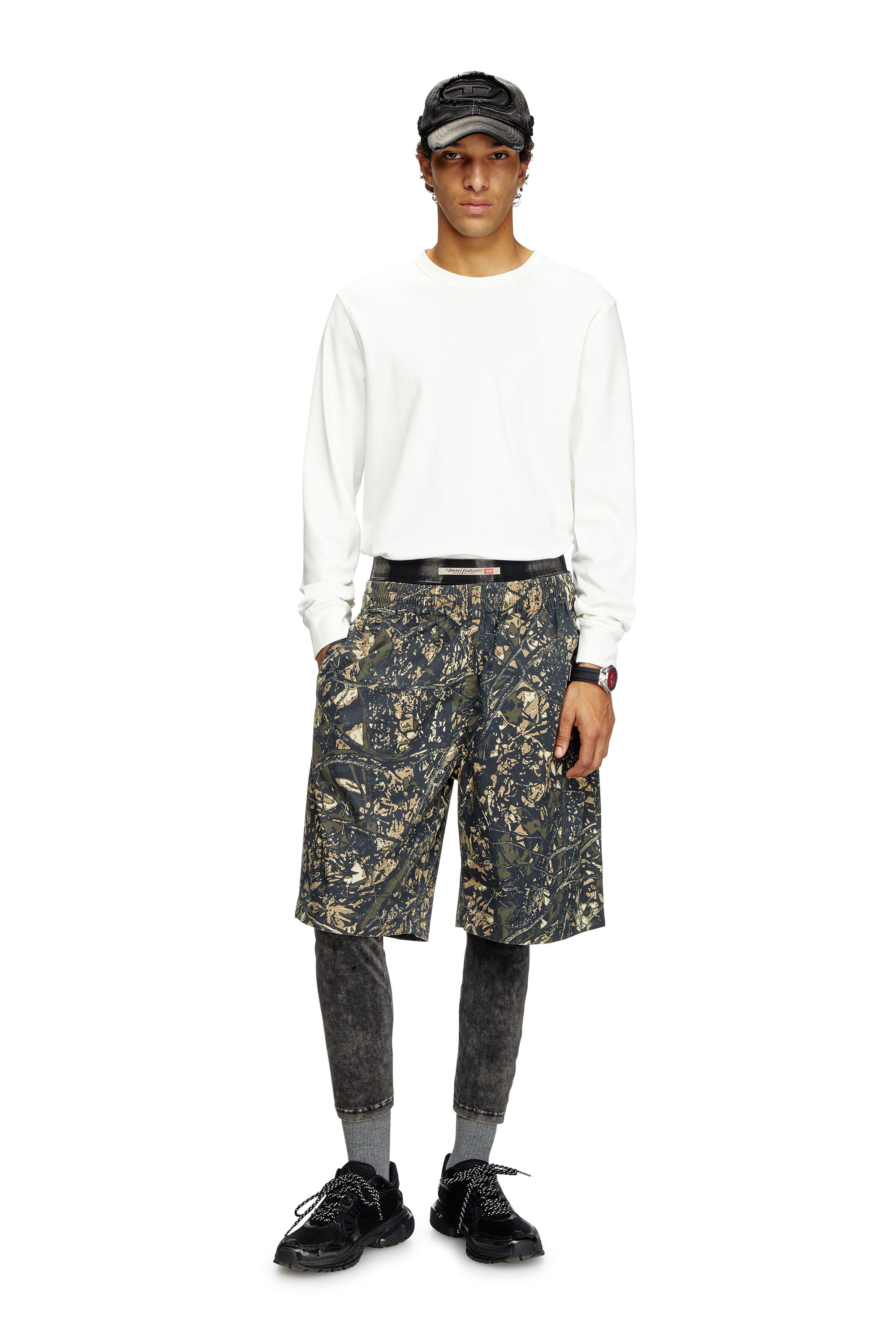 Diesel - T-ADJUST-LS-SLITS-R17, Man's Long-sleeve T-shirt with logo embroidery in White - 1