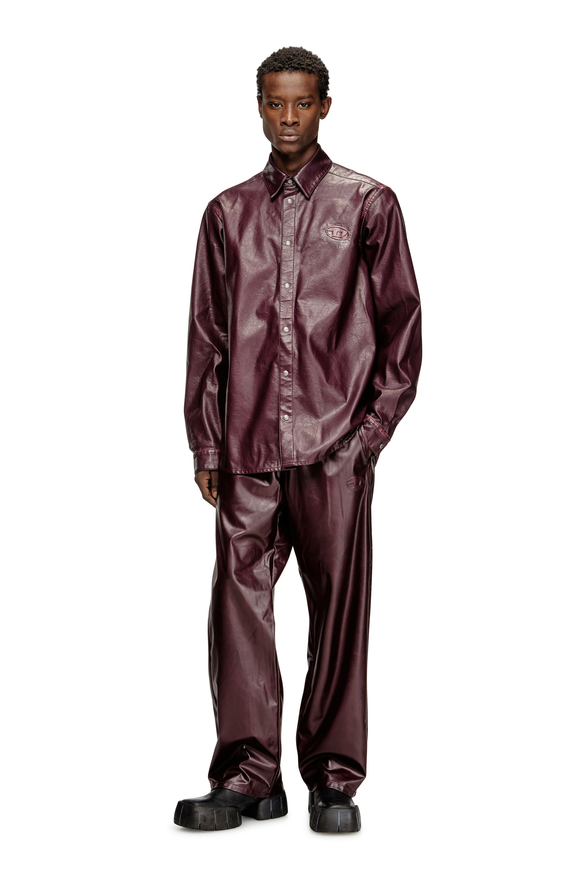 Diesel - FR-S-SIMPLY, Man's Shirt with logo in burgundy in Burgundy - 2