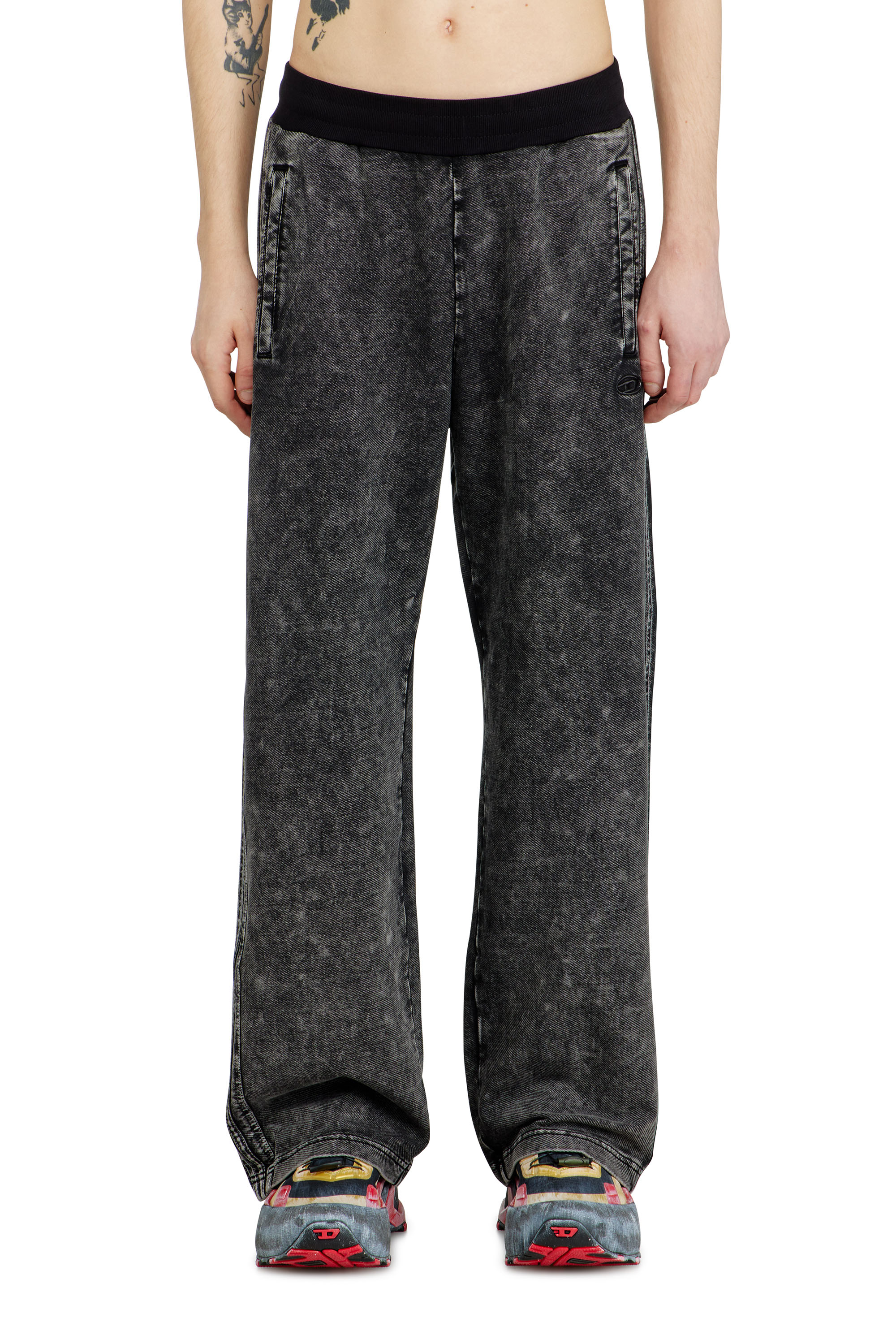 Diesel - P-ALT, Man's Denim-look sweatpants with side bands in null - 1