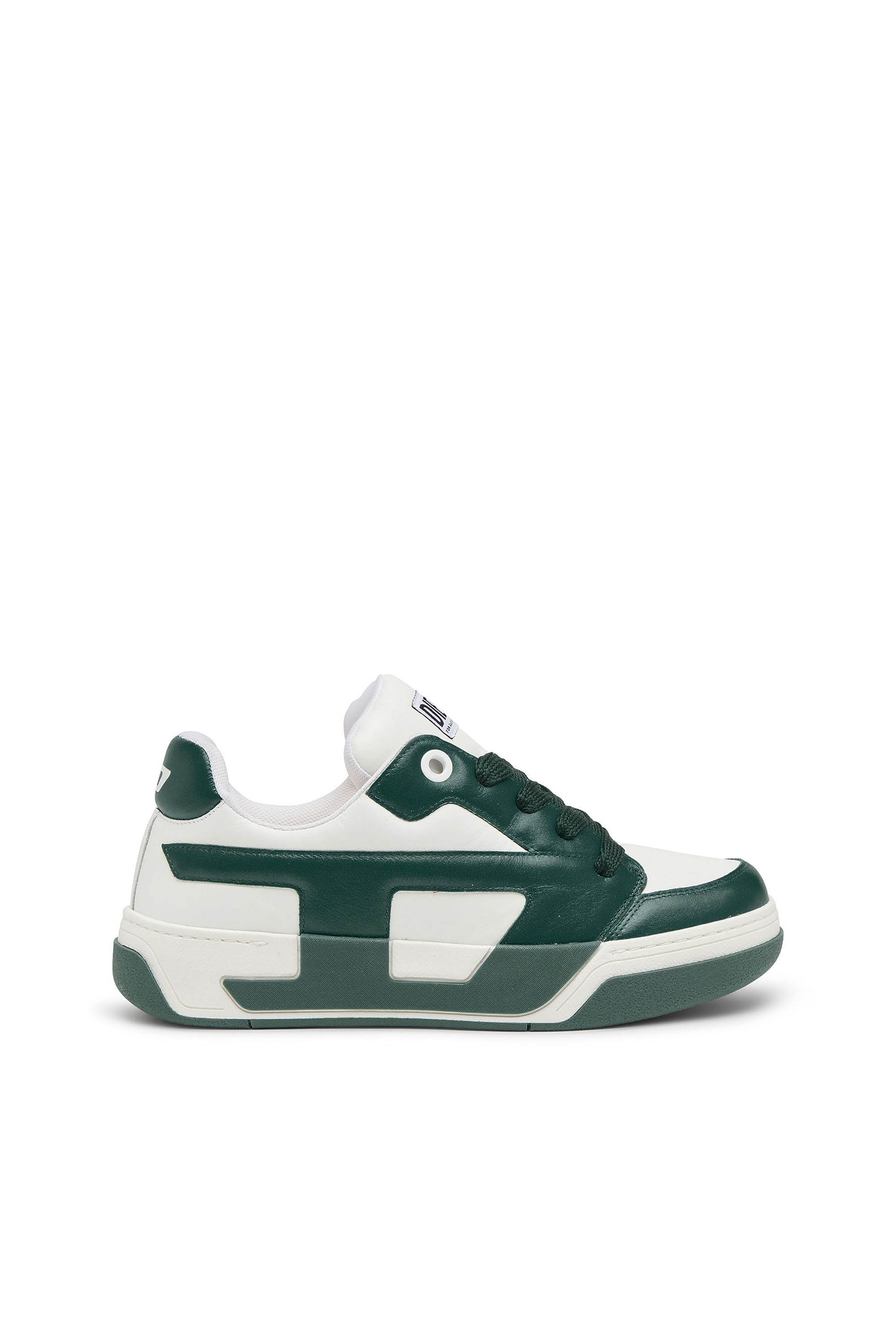 Diesel - S-D-OLLIE LOW, Man's D-Ollie-Sneakers in colour-block leather in White/Green - 1