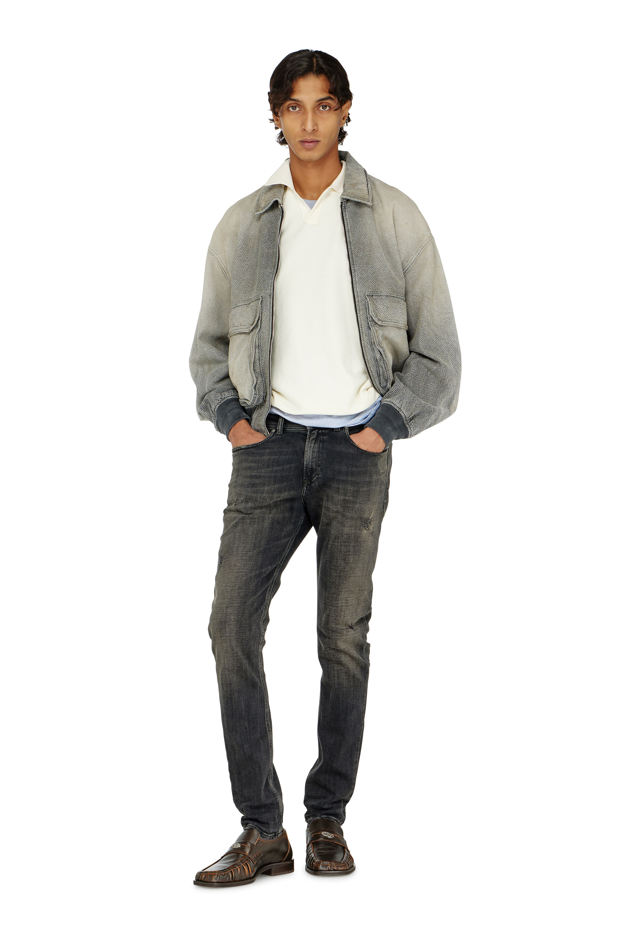 Diesel - Man's Skinny Jeans 1979 Sleenker 09P77, Black/Dark grey - 2
