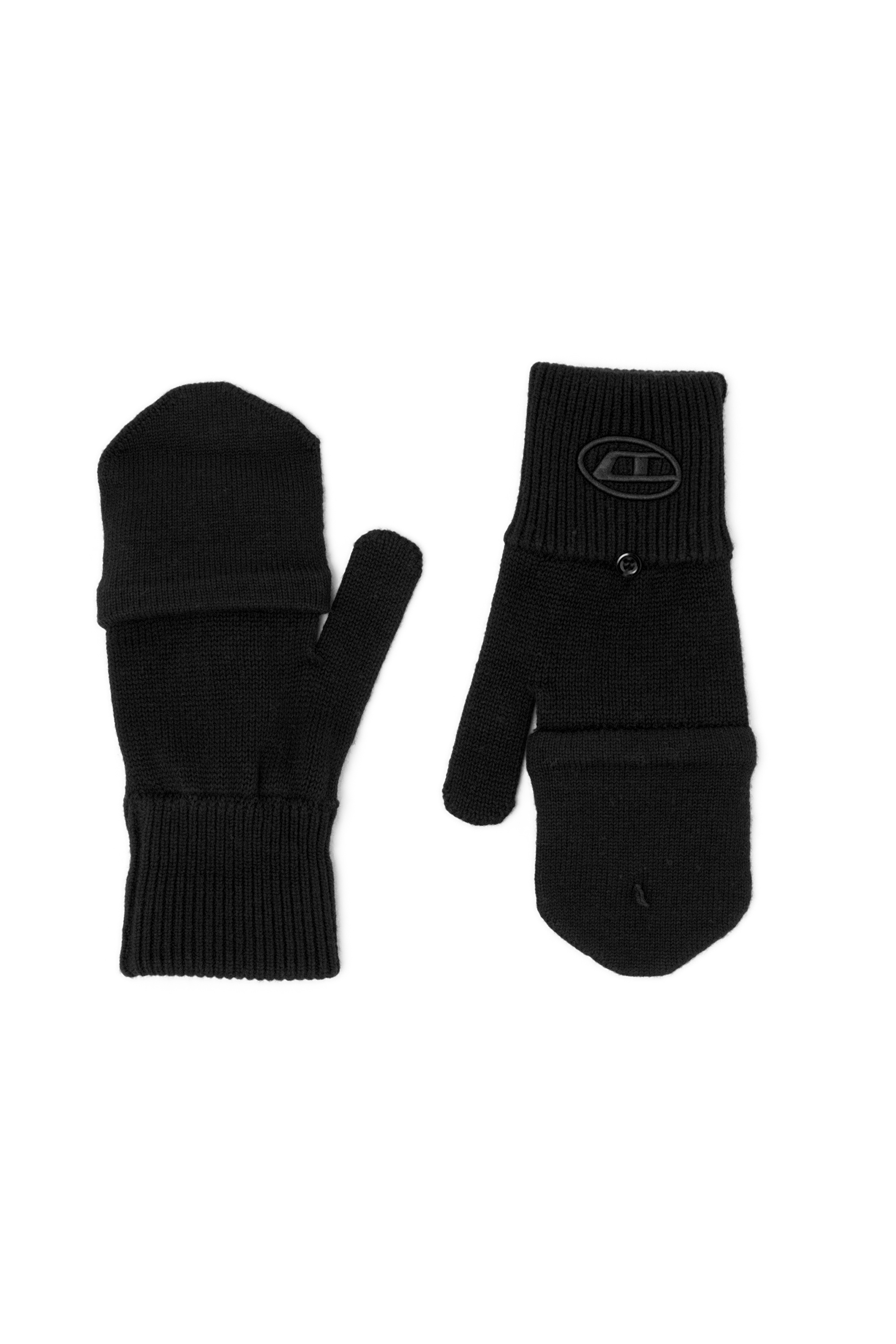 Diesel - K-CODY-B, Unisex's Wool-blend gloves with Oval D logo in Black - 1