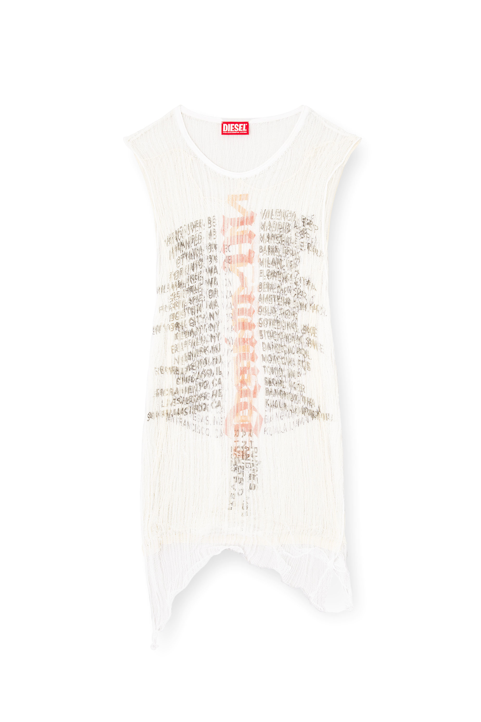 Diesel - K-ABANTE-B, Man's Knitted tank top with distressing in White - 3