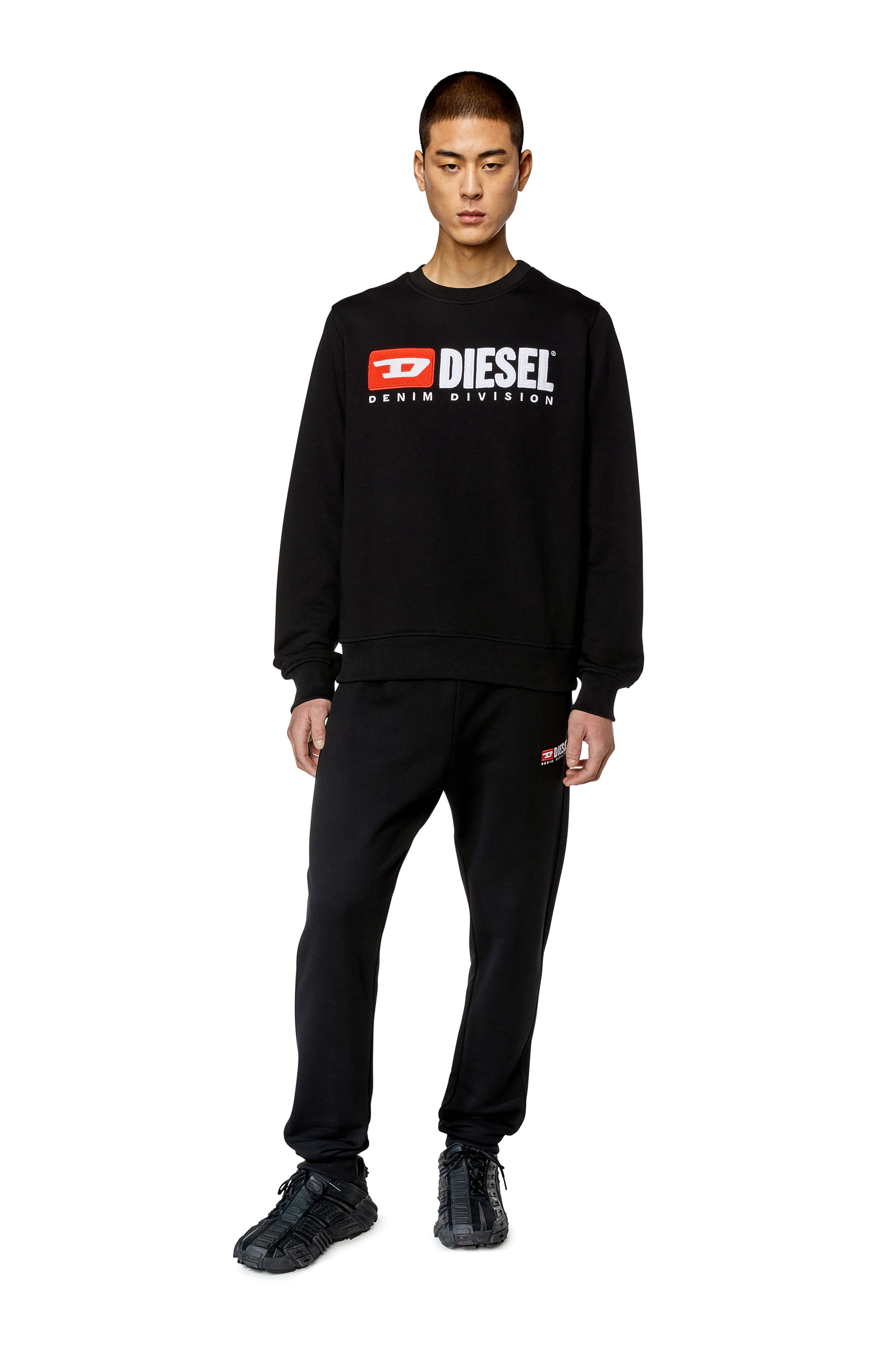Diesel - S-GINN-DIV, Man Sweatshirt with logo appliqué in Black - Image 2