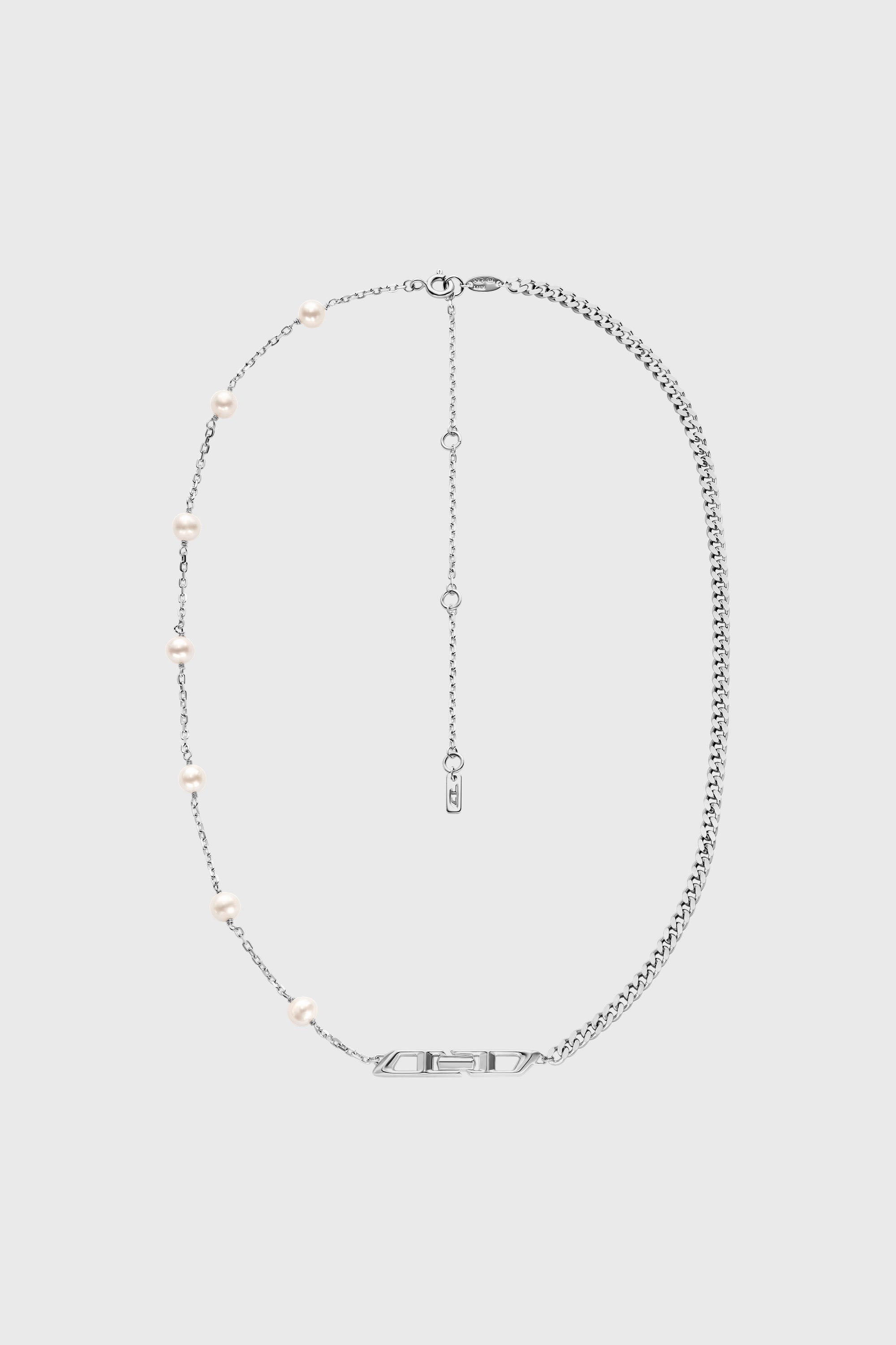 Sterling silver and pearl chain necklace