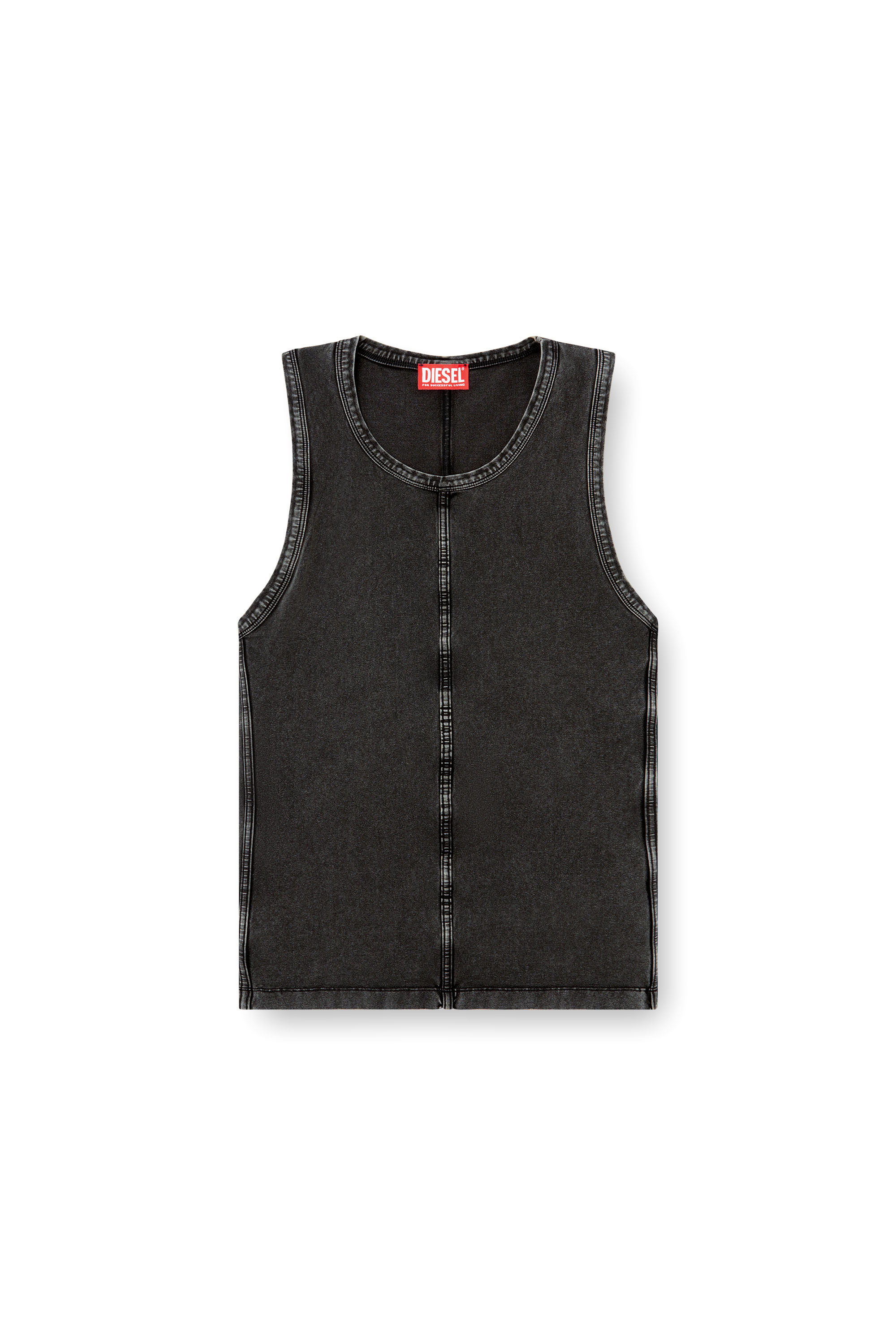 T-MELY-SL, Black Diesel - T-MELY-SL, Man's Tank top in denim-look jersey in Black - 2
