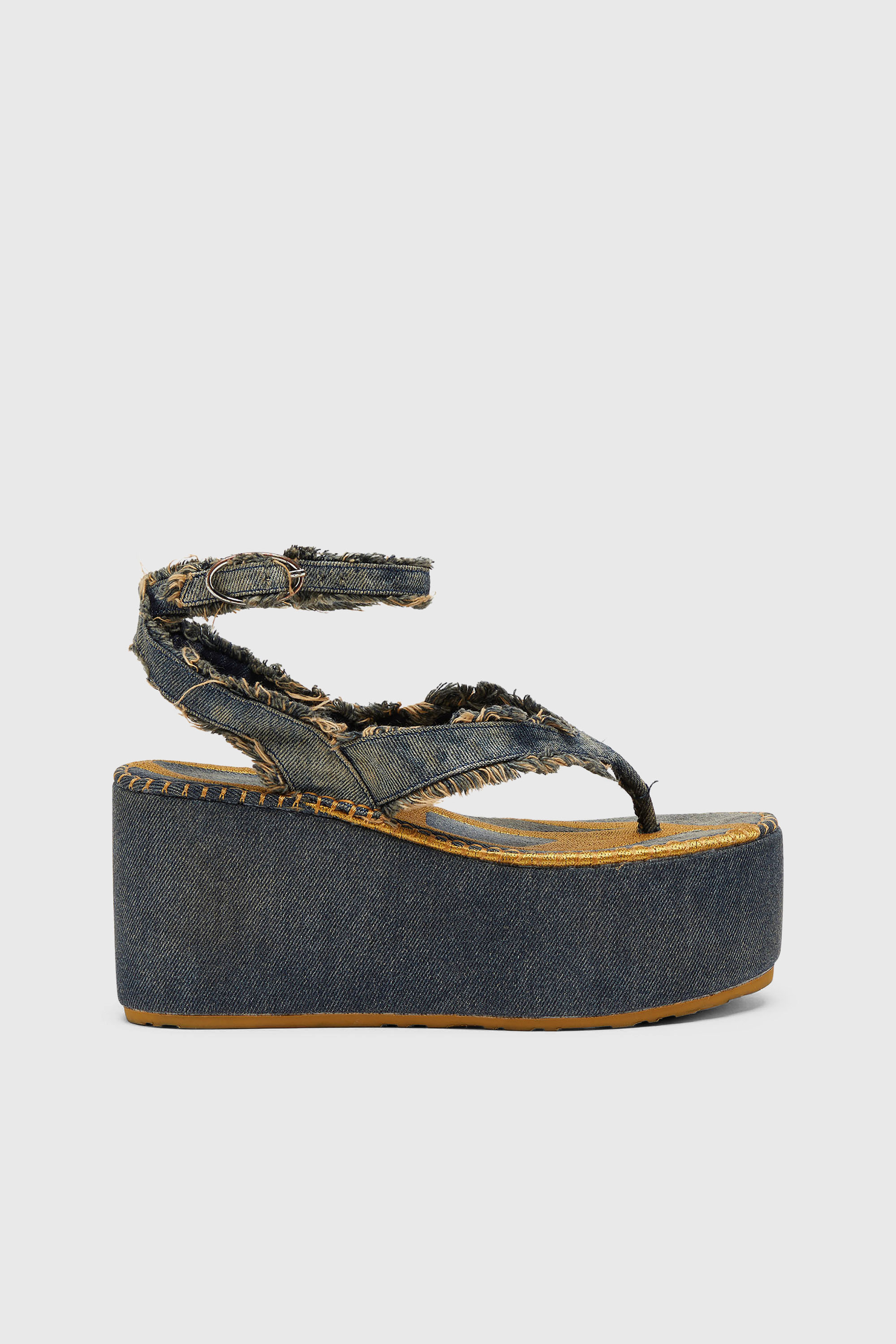Diesel - SA-NIKOLA SANDAL, Woman's Sa-Nikola - Sandals in denim with frayed details in Blue/Grey - 1