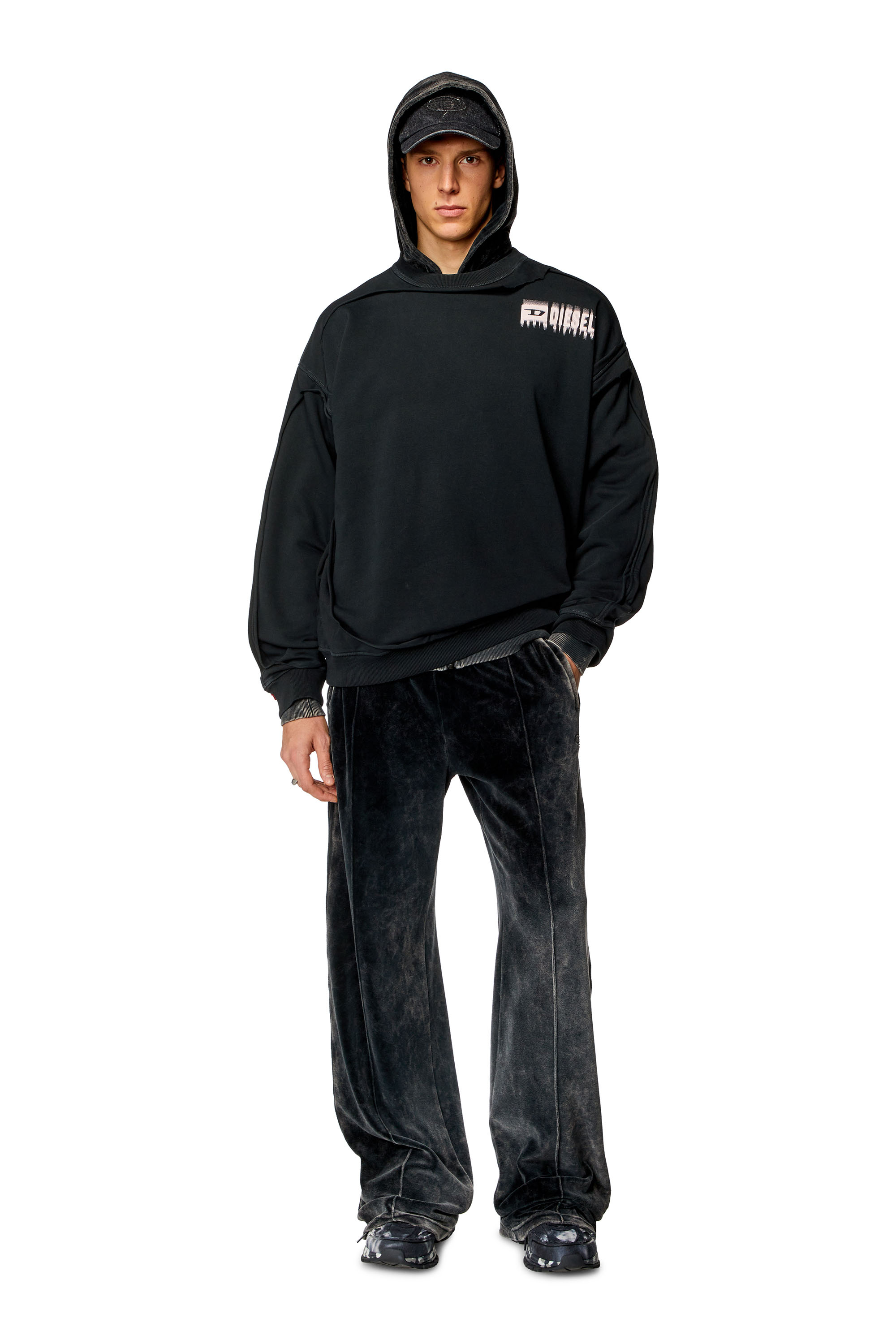 Diesel - S-BOXT-DBL, Man Sweatshirt with peel-off effect in Black - Image 2