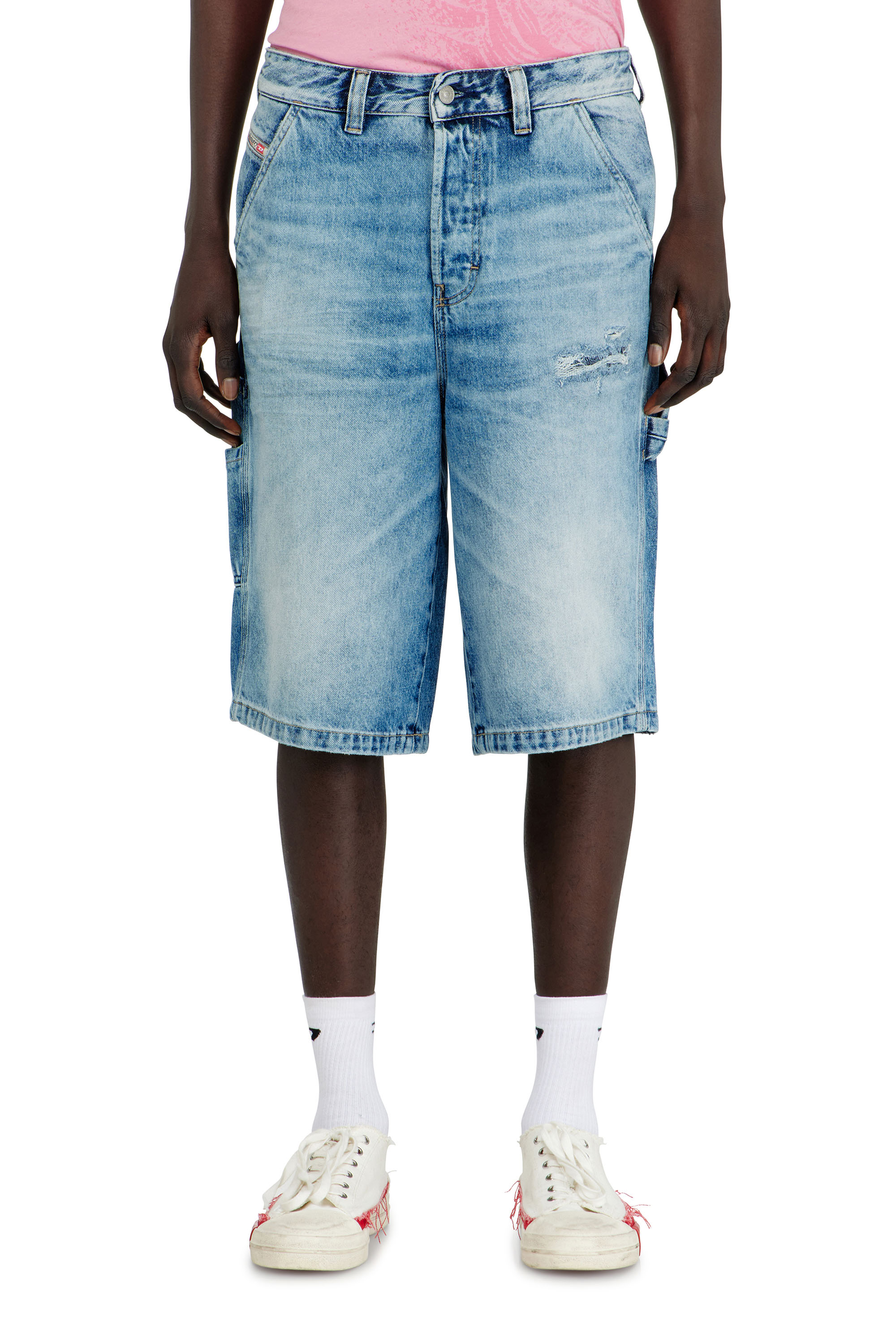 Diesel - D-LIVERY-W-SHORT, Man's Relaxed shorts in fluid denim with abrasions in null - 2