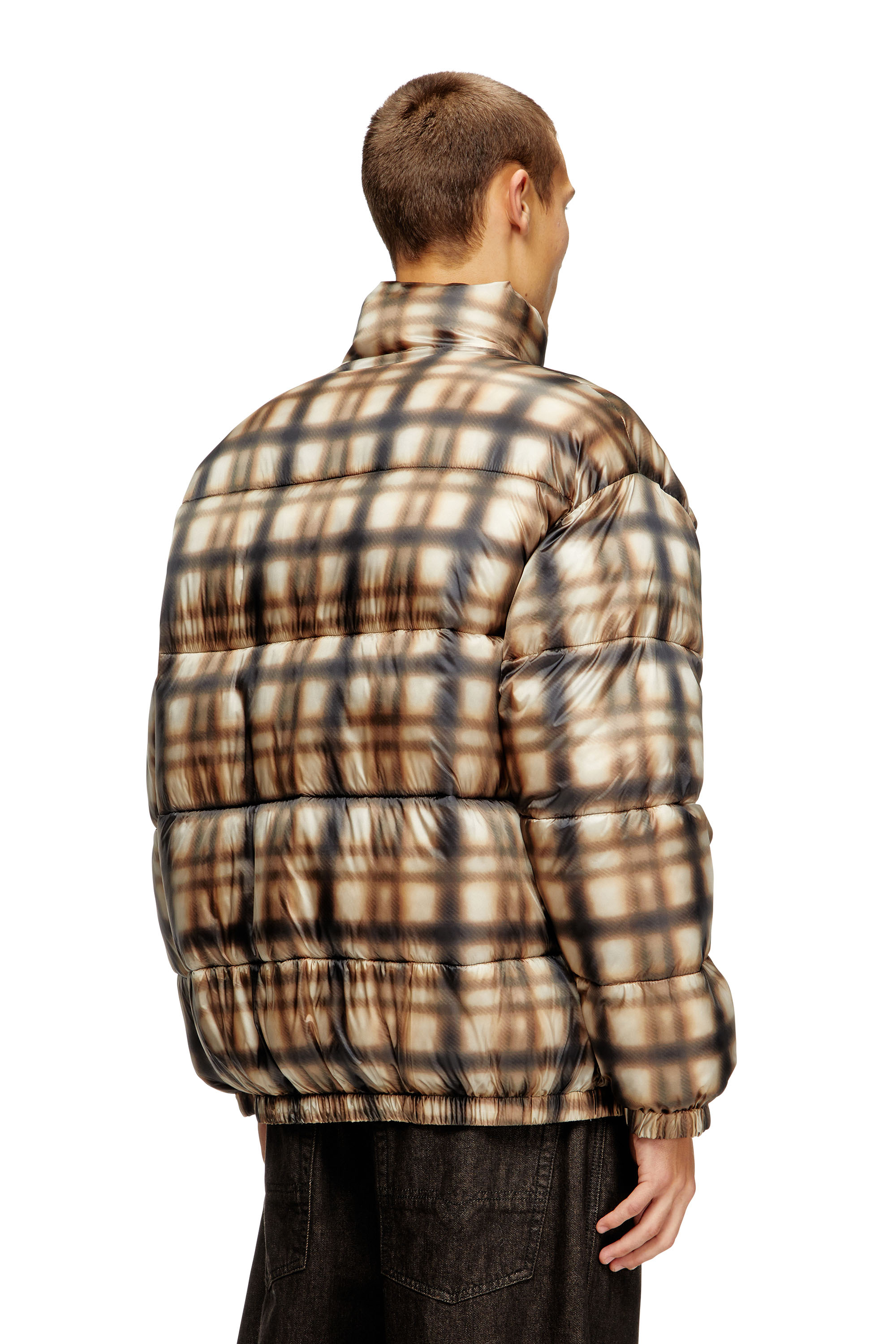 W-BOURBON-ENBM, Black/Beige Diesel - W-BOURBON-ENBM, Man's Reversible padded bomber jacket in Black/Beige - 4
