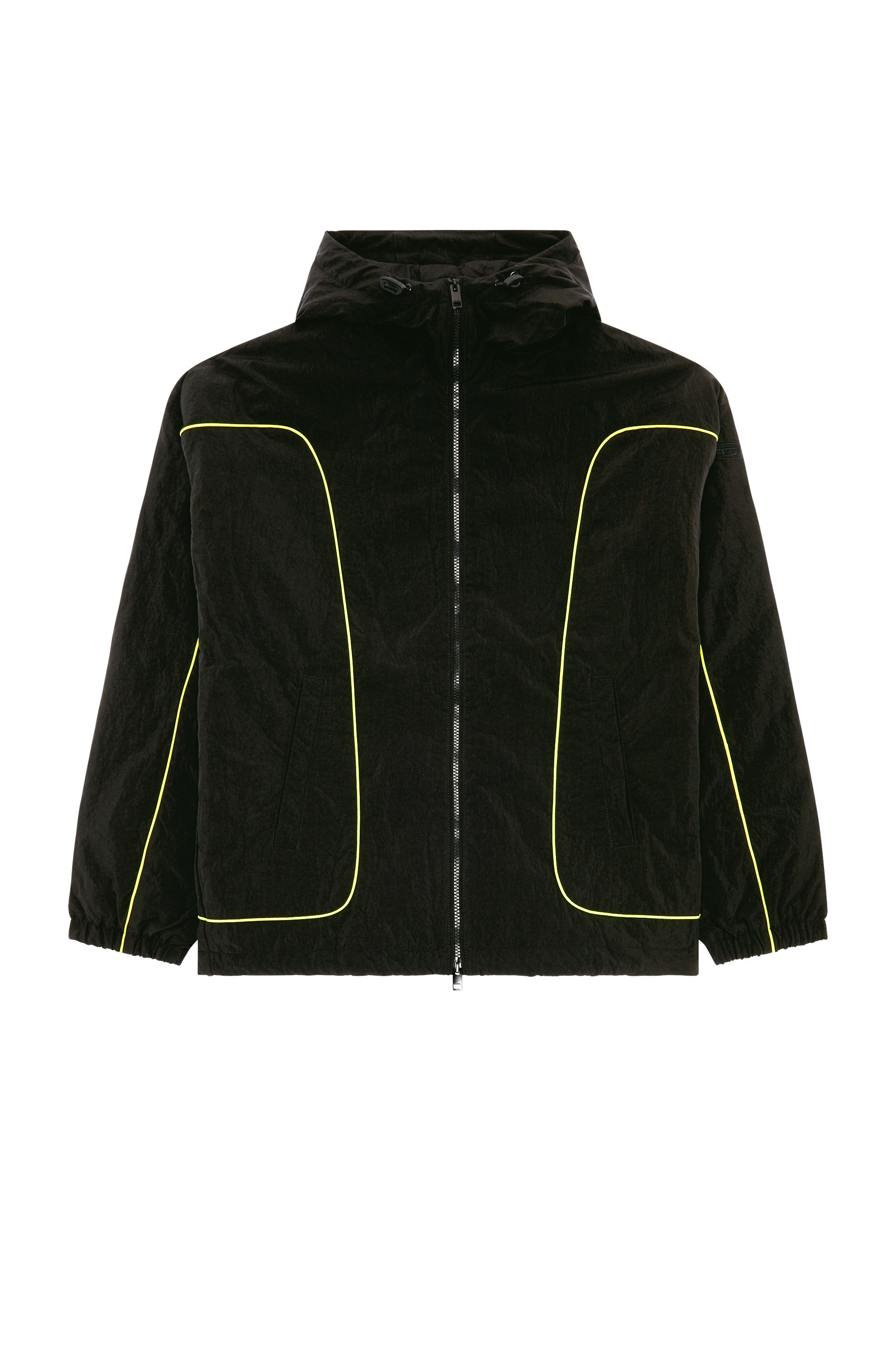 Diesel - J-GREEN, Man Padded hooded jacket in wrinkled nylon in Black - Image 3