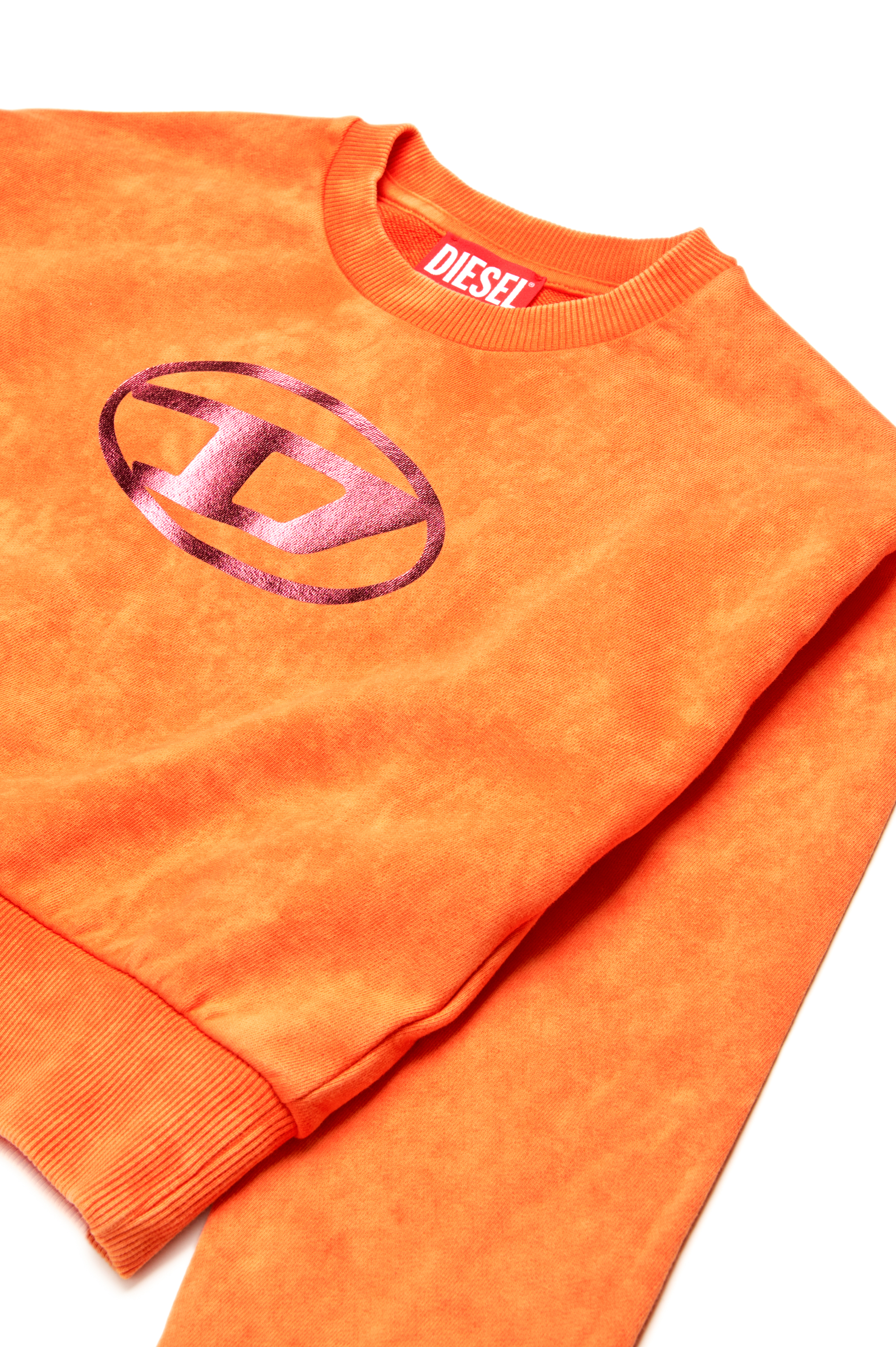 Diesel - SLEMPY, Woman's Marbled sweatshirt with metallic logo in Orange - 3