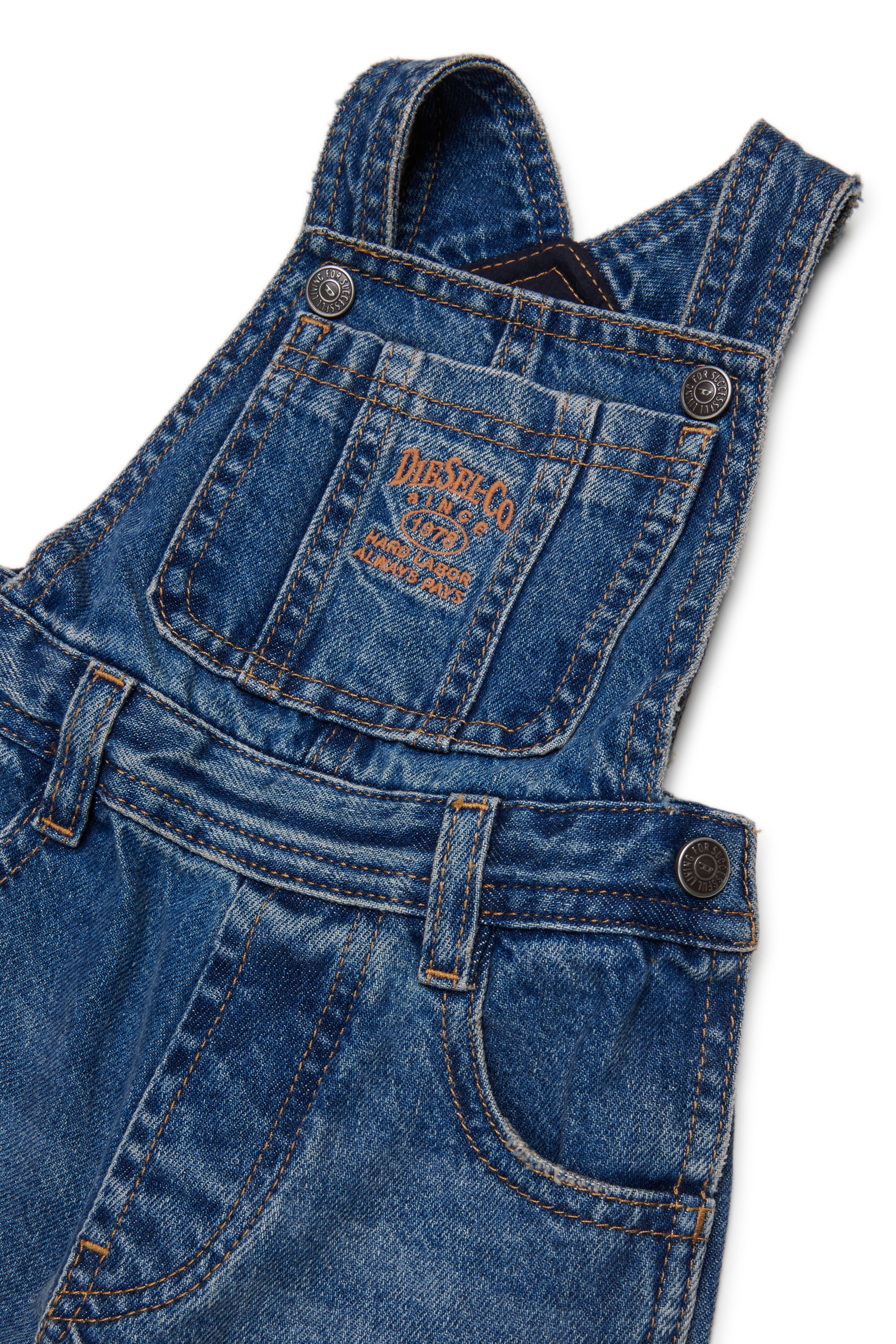 Diesel - JARYB, Man's Denim dungarees with logo embroidery in Medium blue - 3