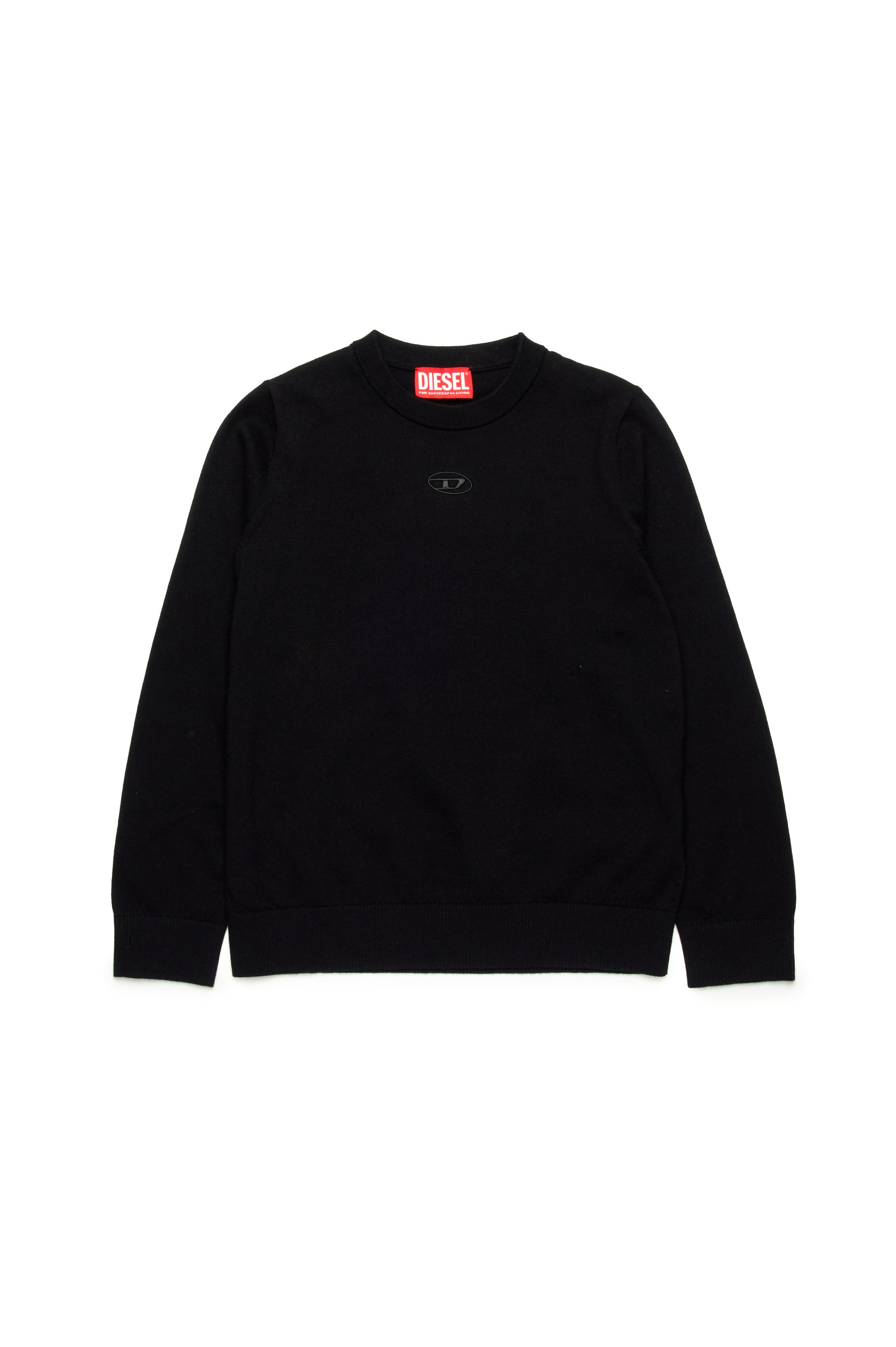 Diesel - KVIERI, Man's Cotton jumper with Oval D embroidery in Black - 1