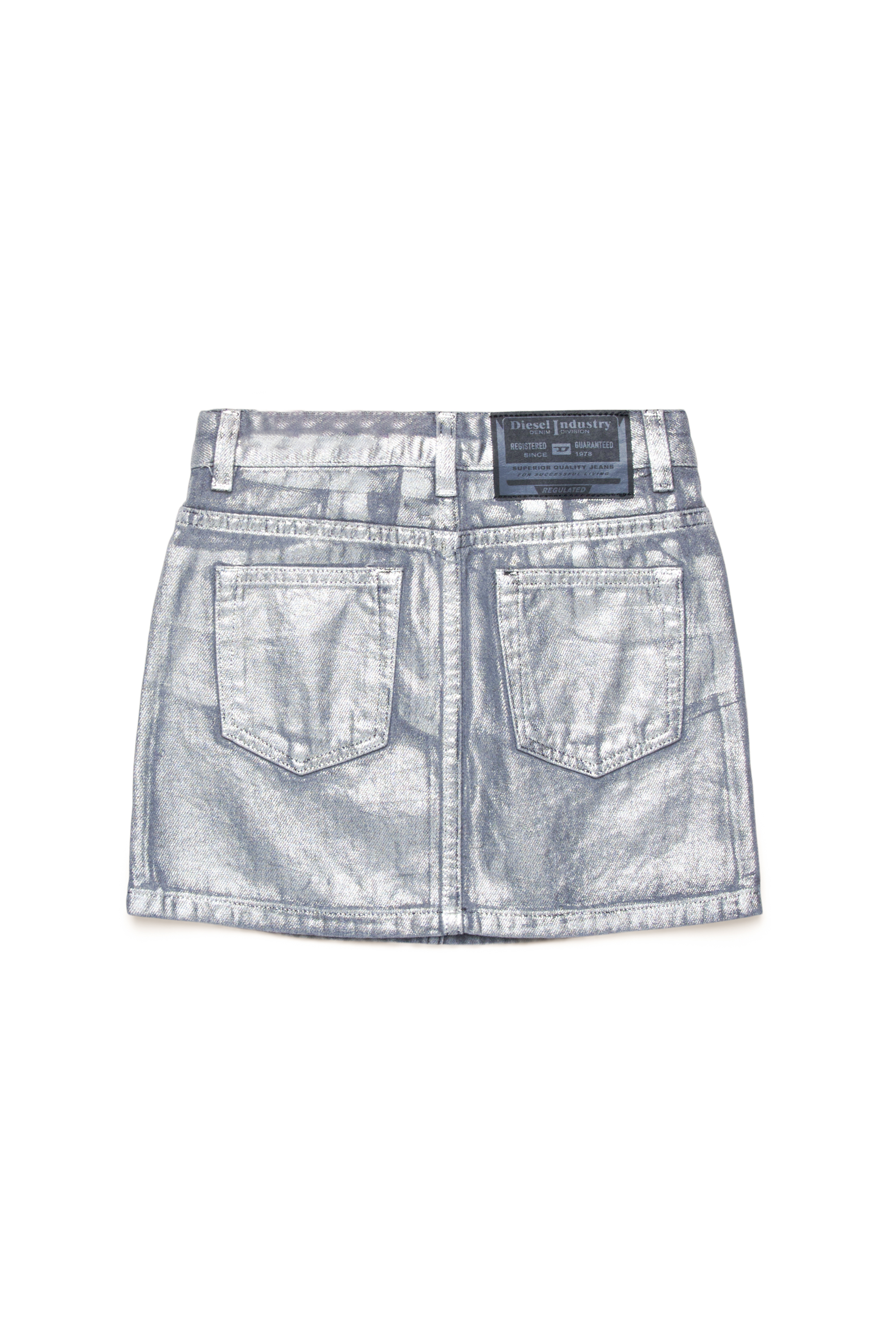 Diesel - GIANNA, Woman's Mini skirt in metallic coated denim in Silver - 2