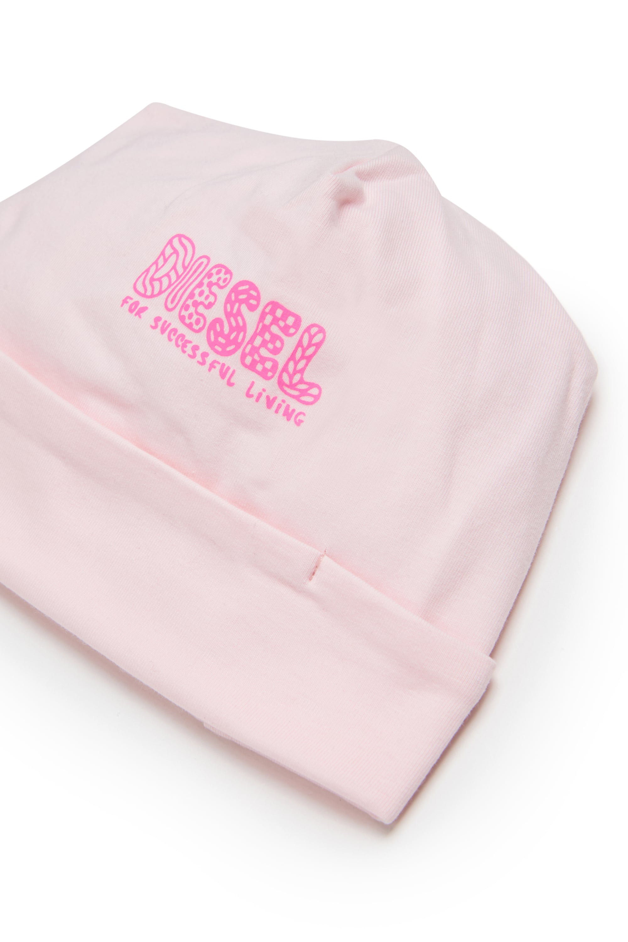 Diesel - FUBBY-NB, Unisex's Newborn beanie with doodle logo print in Pink - 3