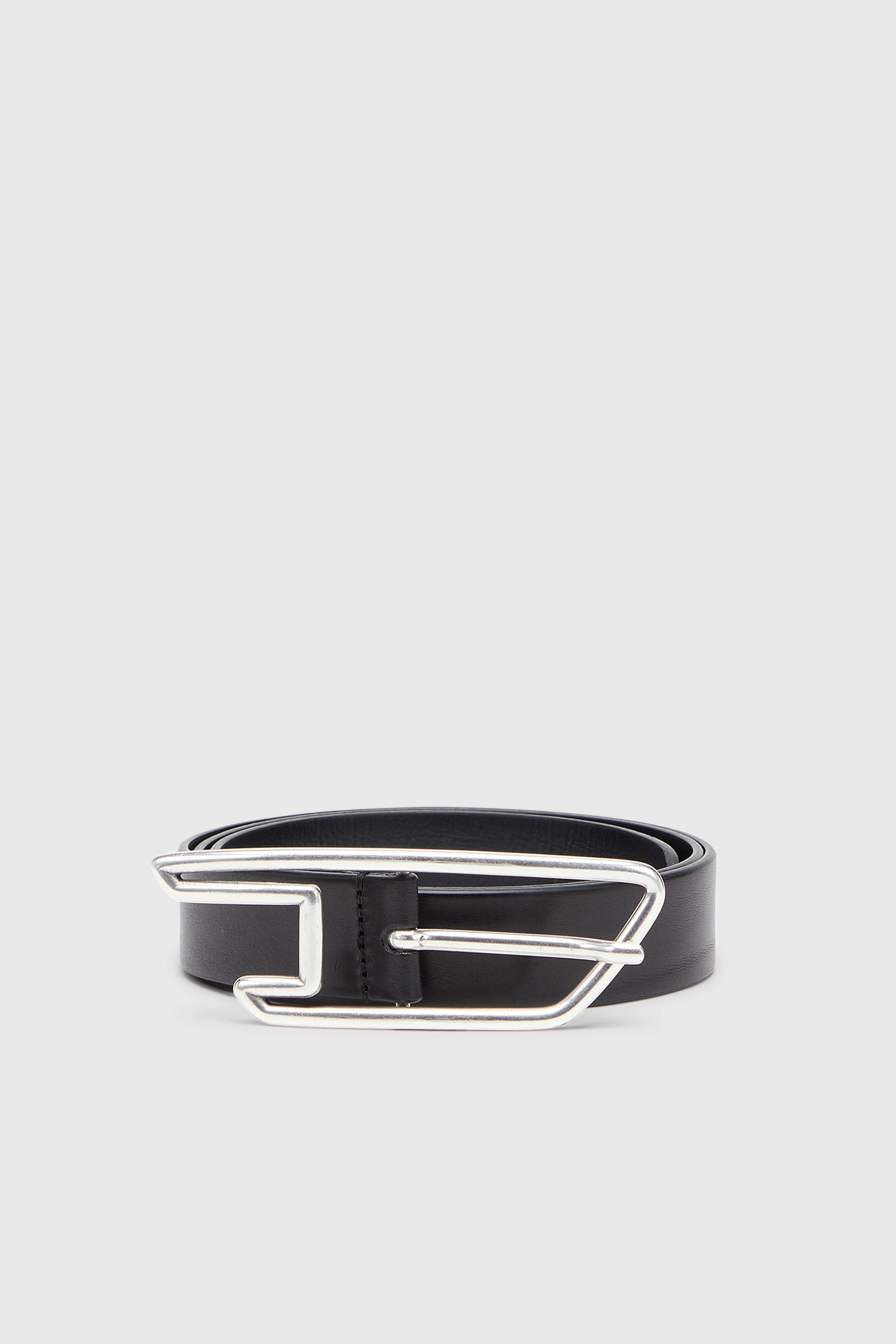 Diesel - B-D LINE 30, Unisex's 3cm leather belt with D-logo buckle in Black - 1