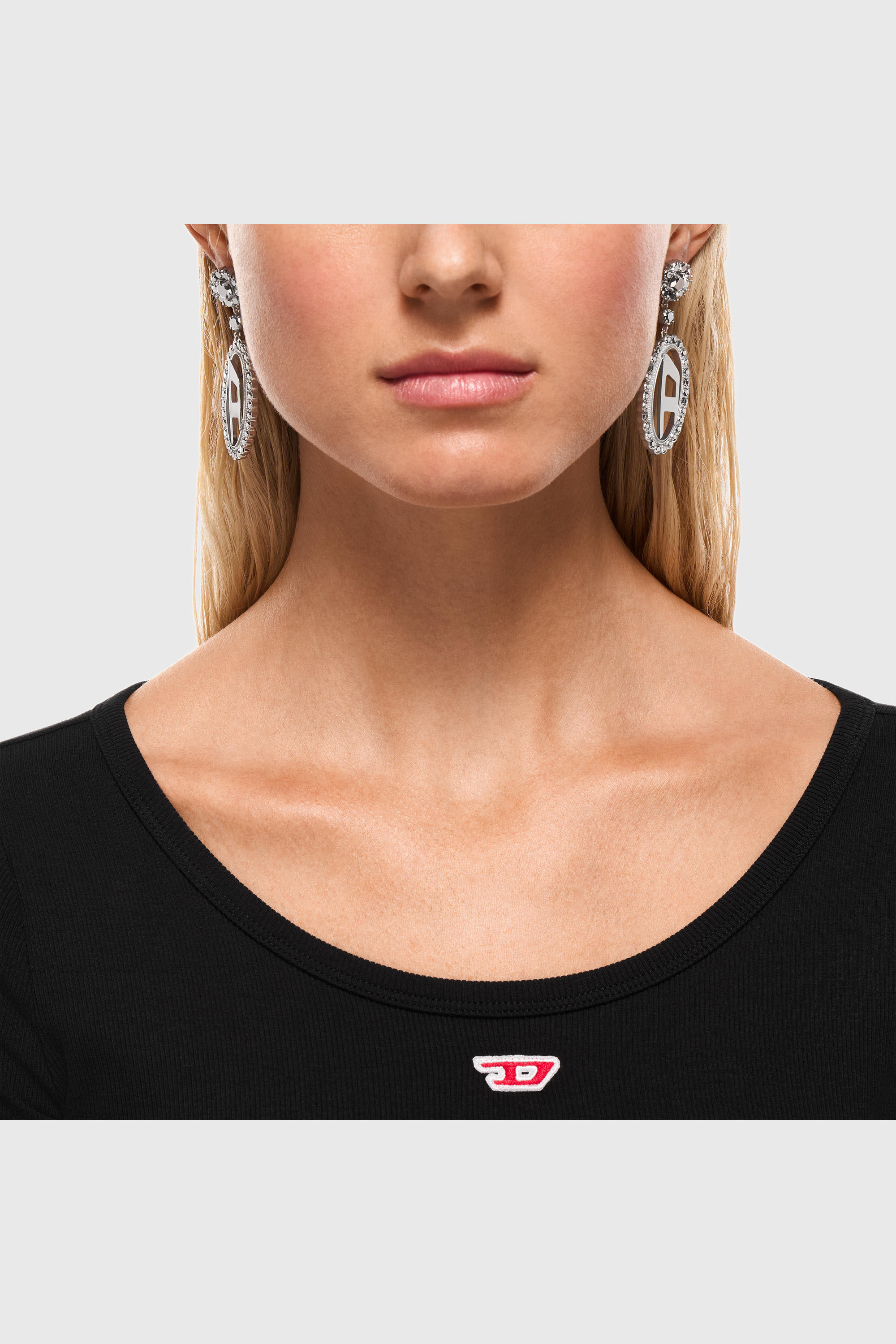 Diesel - DX1751040, Unisex's Stainless steel pave drop earrings in Silver - 4