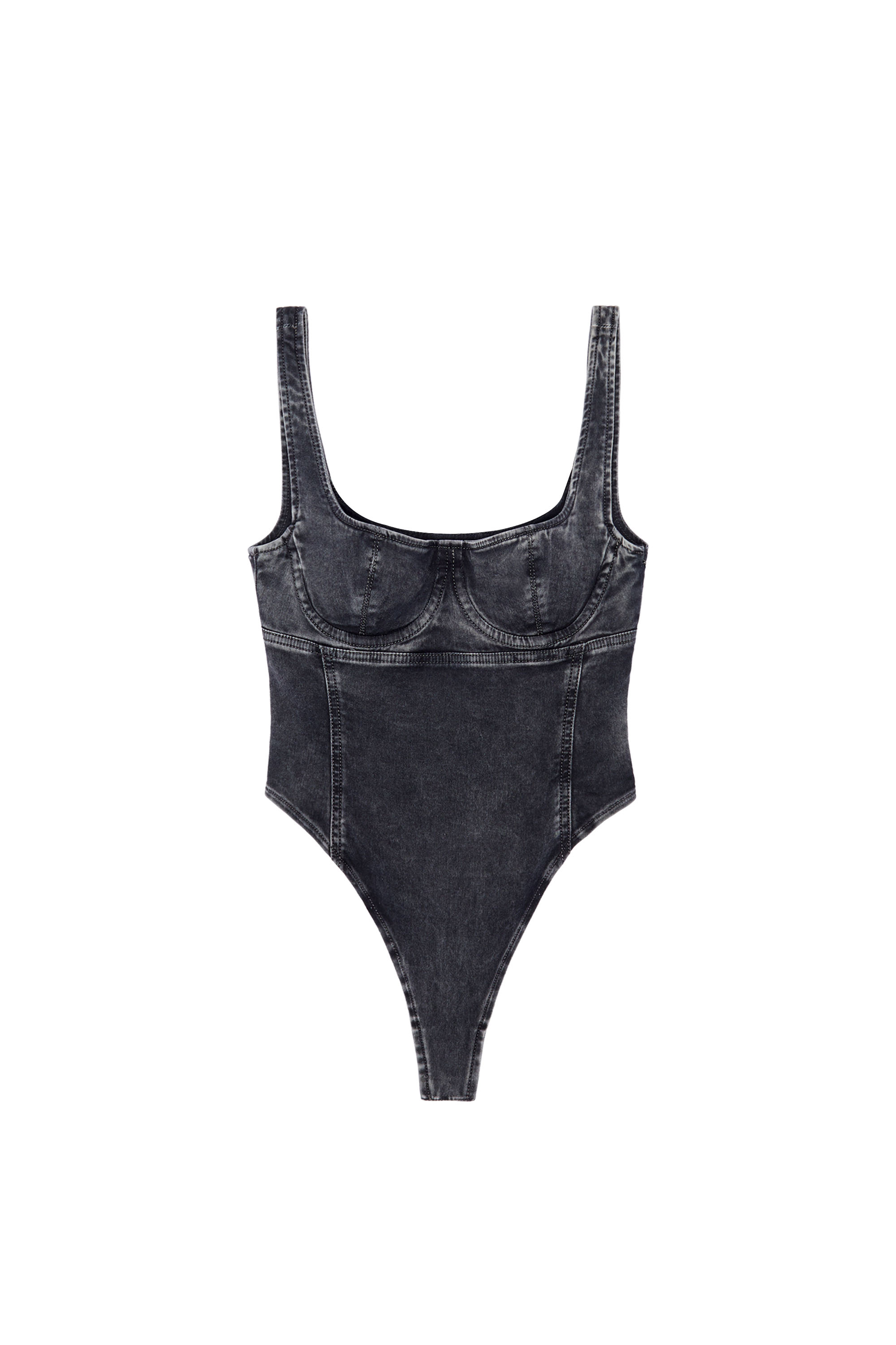 Diesel - D-GELLERT TRACK DENIM BODYSUIT, Black/Dark grey - Image 3