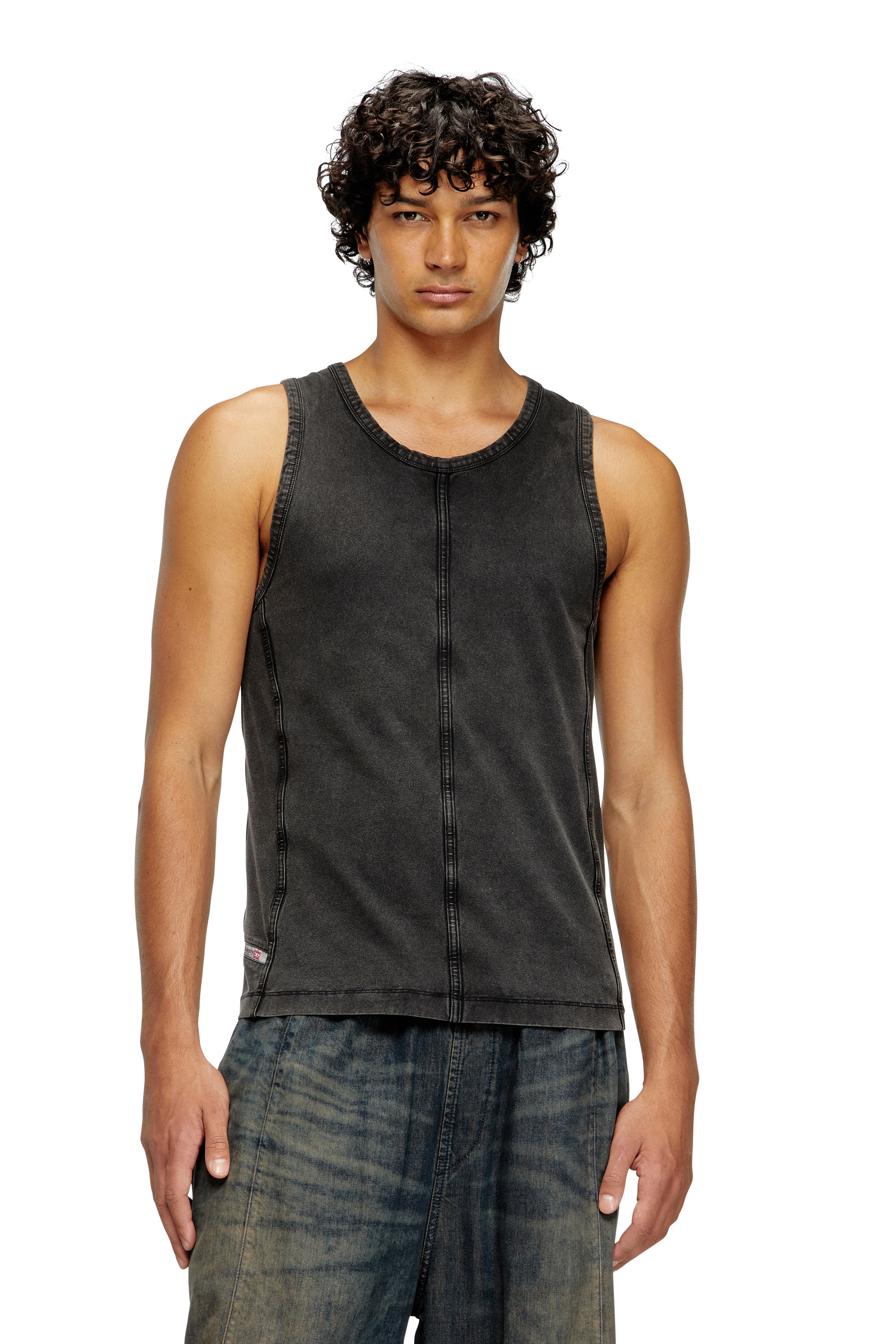 T-MELY-SL, Black Diesel - T-MELY-SL, Man's Tank top in denim-look jersey in Black - 3