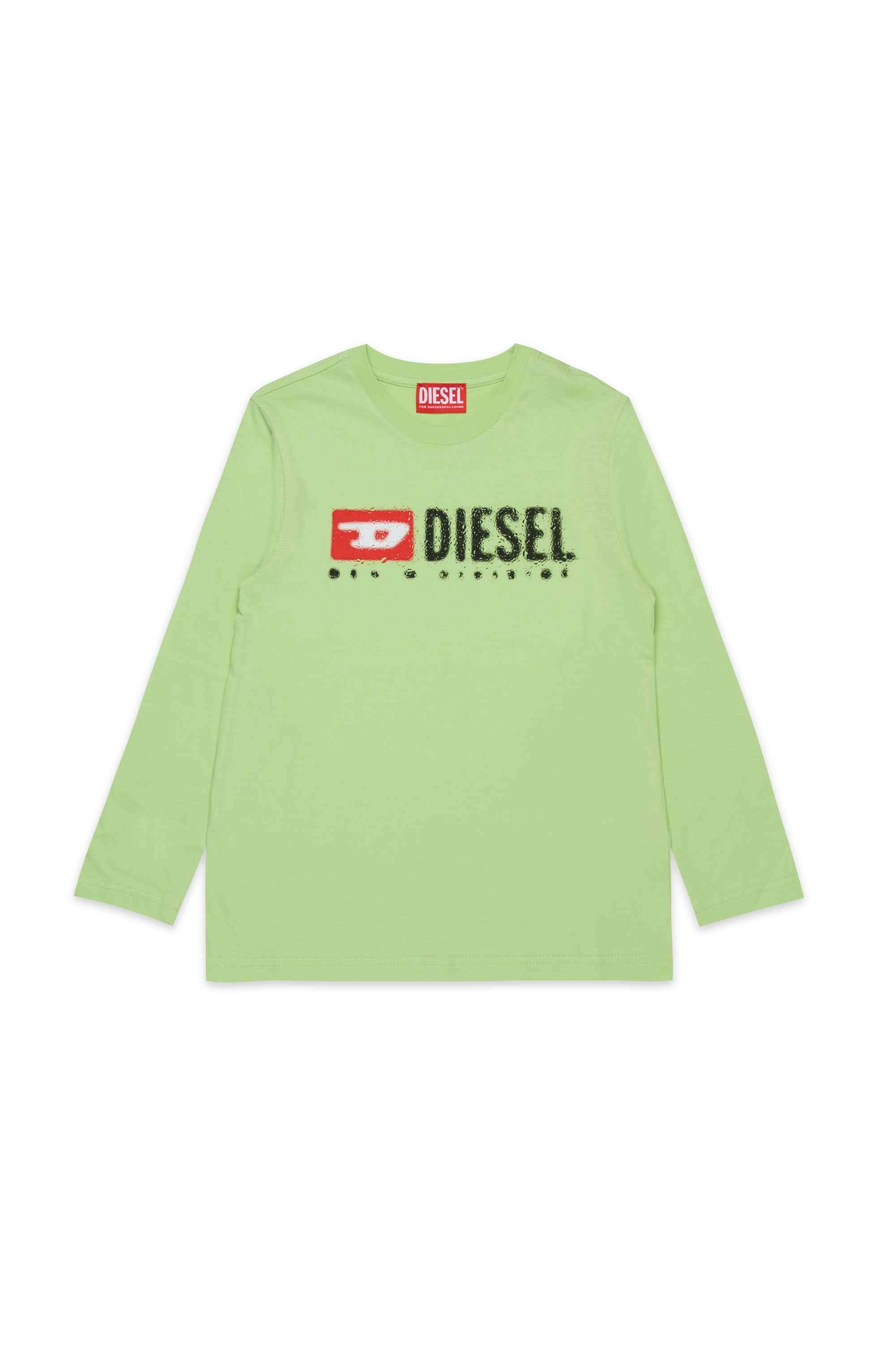Diesel - TDROPS, Man's Cotton crew neck T-shirt with logo print in Green - 1